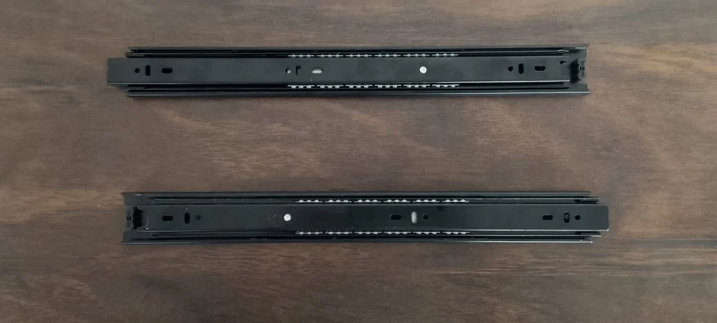 Ball Bearing Telescopic Drawer Slide Channels - Black Finish (Multiple Sizes)